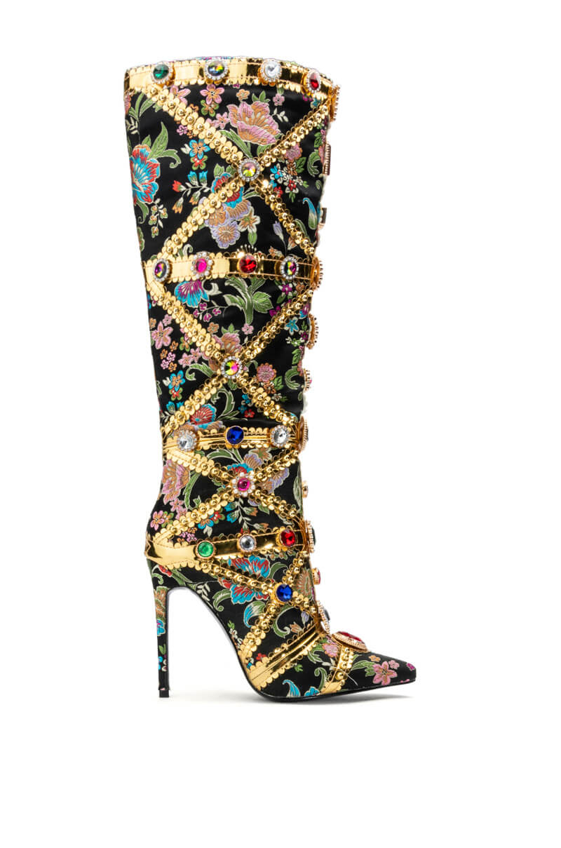 AZALEA WANG CONFIDENT EMBELLISHED BOOT IN BLACK