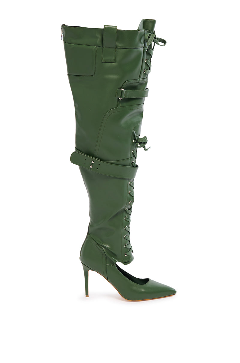 AZALEA WANG SHALE GREEN LACE UP BOOT