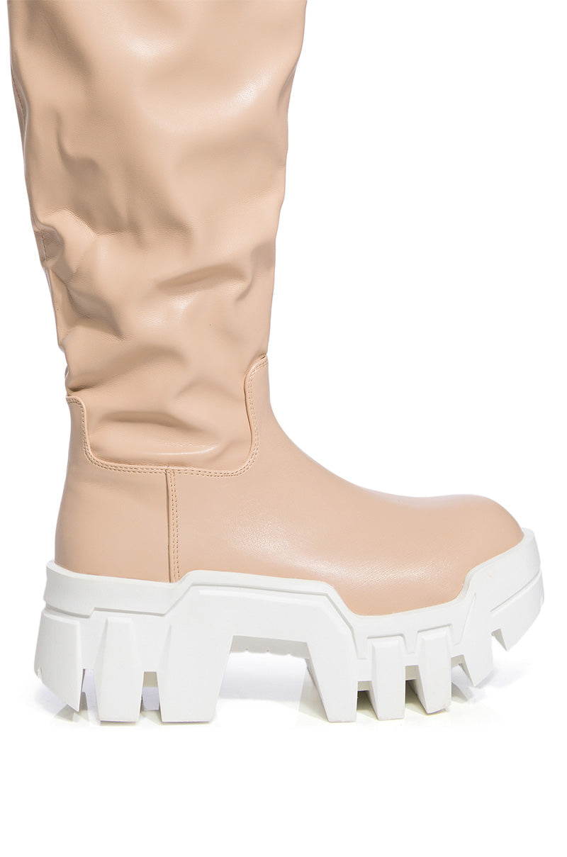 AZALEA WANG LYRICA NUDE PU CHUNKY BOOT