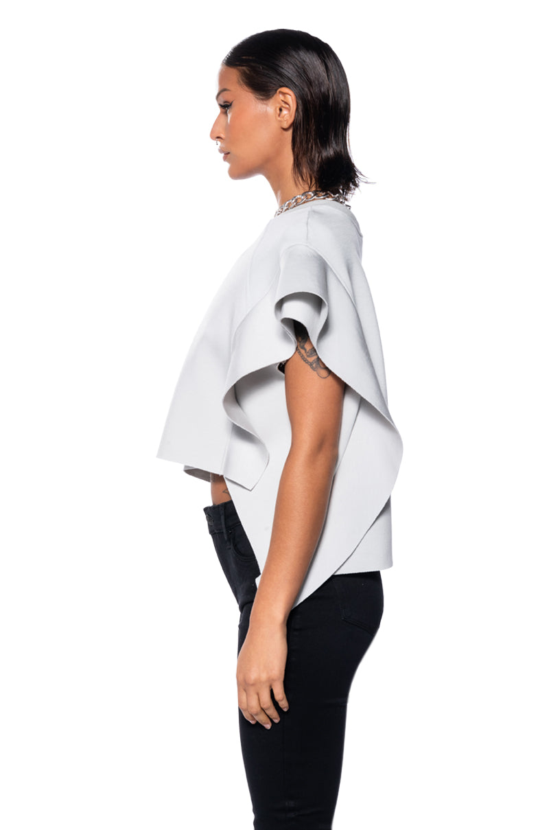 STRAIGHT TO IT SCUBA RUFFLE DETAIL SWEATSHIRT