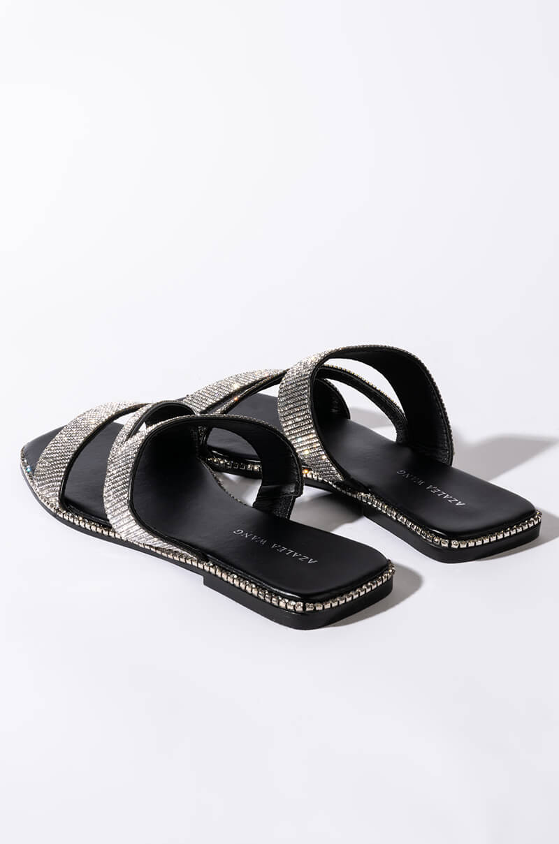 AZALEA WANG BLING ME OUT FLAT SANDAL IN BLACK