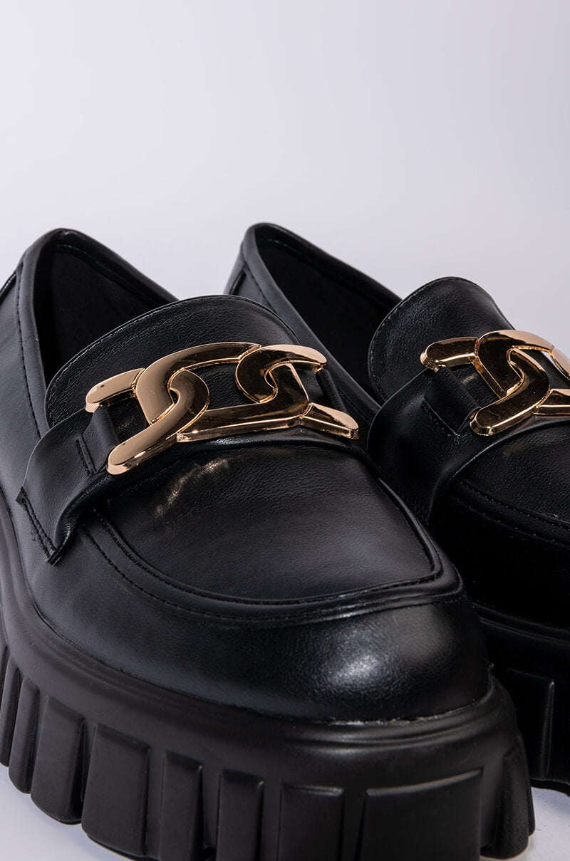 AZALEA WANG NO TIME IS WASTED FLATFORM LOAFER IN BLACK