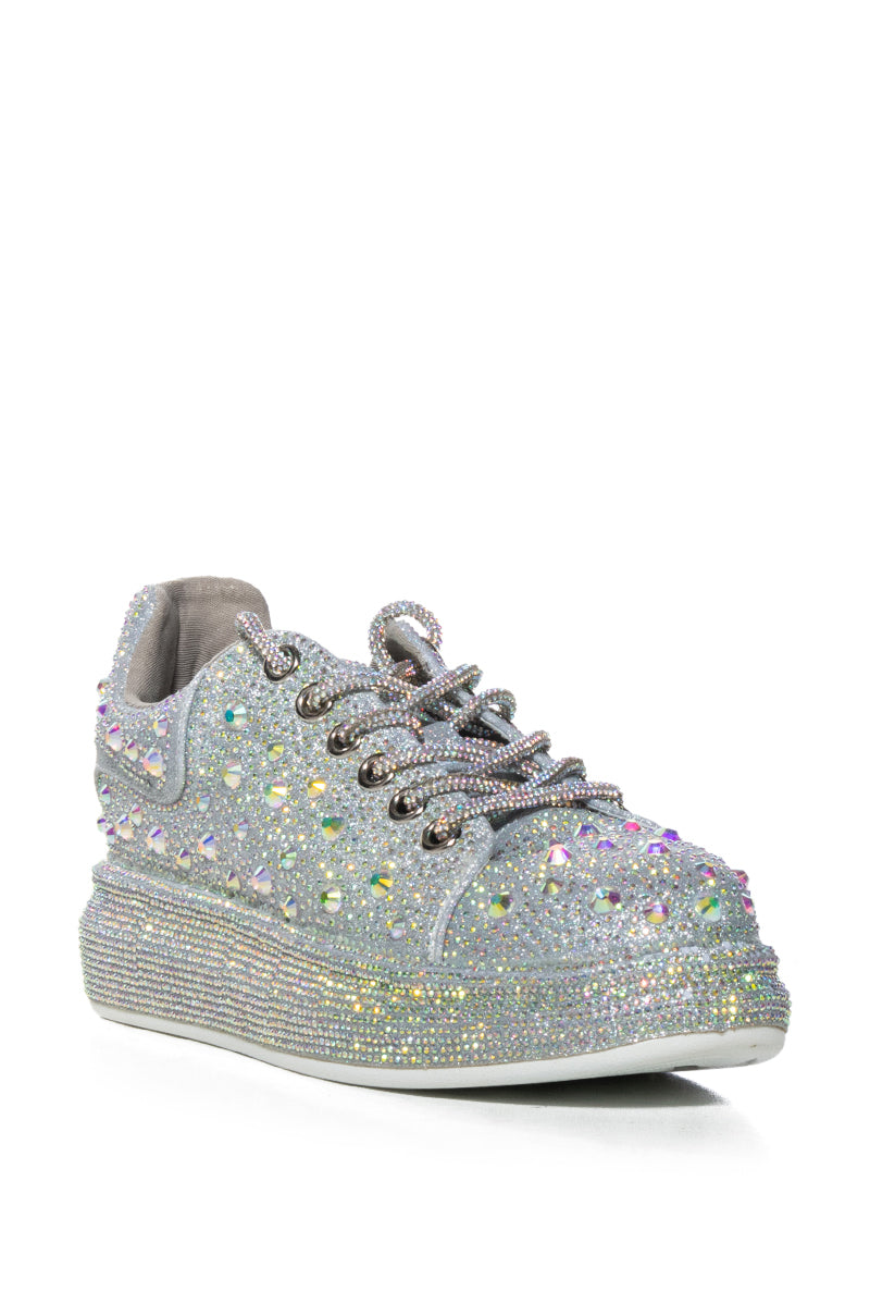 AZALEA WANG AZURE SILVER RHINESTONE SNEAKER