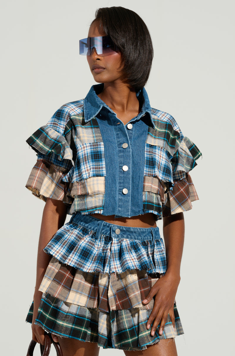 OVERRATED PLAID BUTTON DOWN BLOUSE