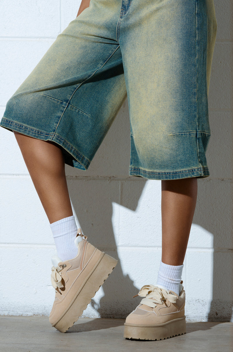 POPULARITY SAND FLATFORM SNEAKER