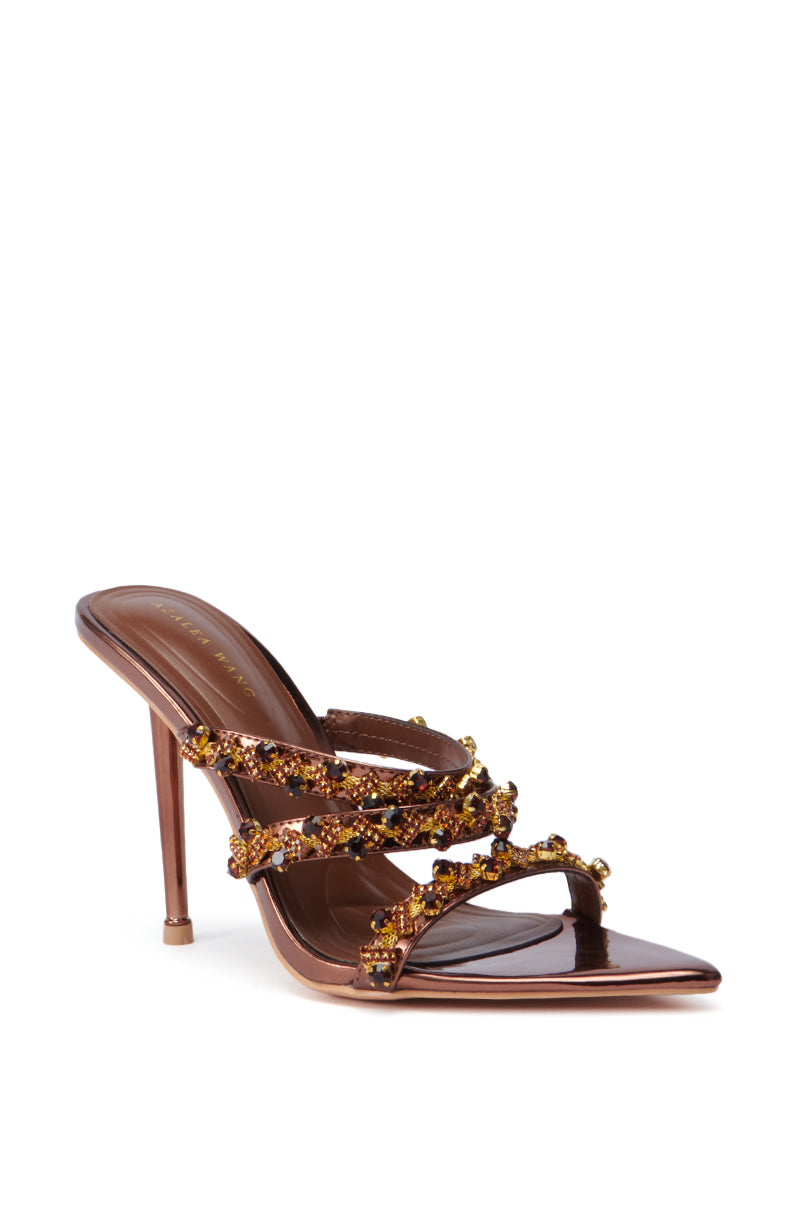 AZALEA WANG EUREKA BRONZE EMBELLISHED STILETTO SANDAL