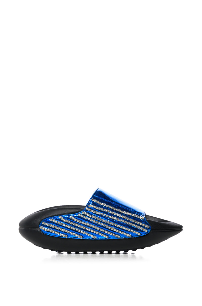 AKIRA BUGGY BLUE METALLIC EMBELLISHED SLIDE