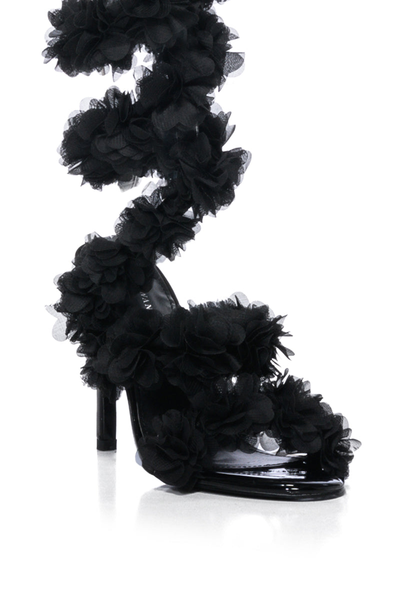 AZALEA WANG THEODOSIA BLACK FLORAL STILETTO SANDAL