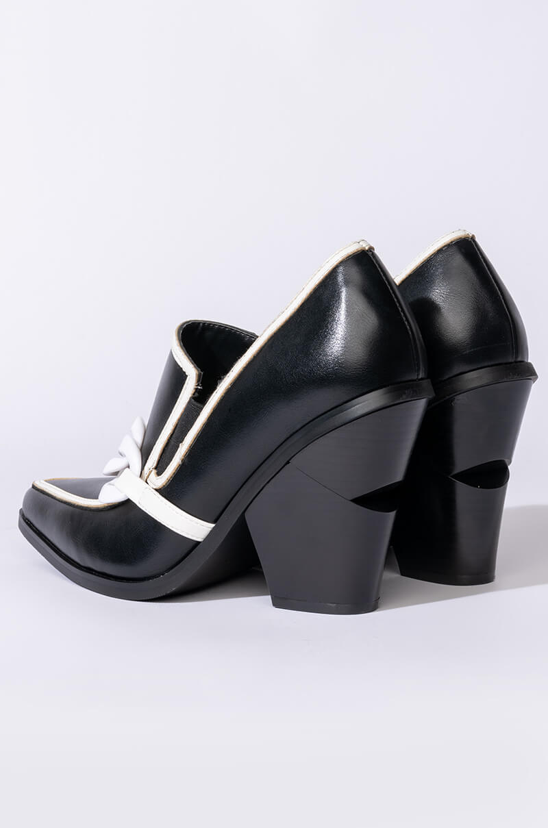 AZALEA WANG WORK HARD PLAY HARD CHUNKY BOOTIE IN BLACK WHITE