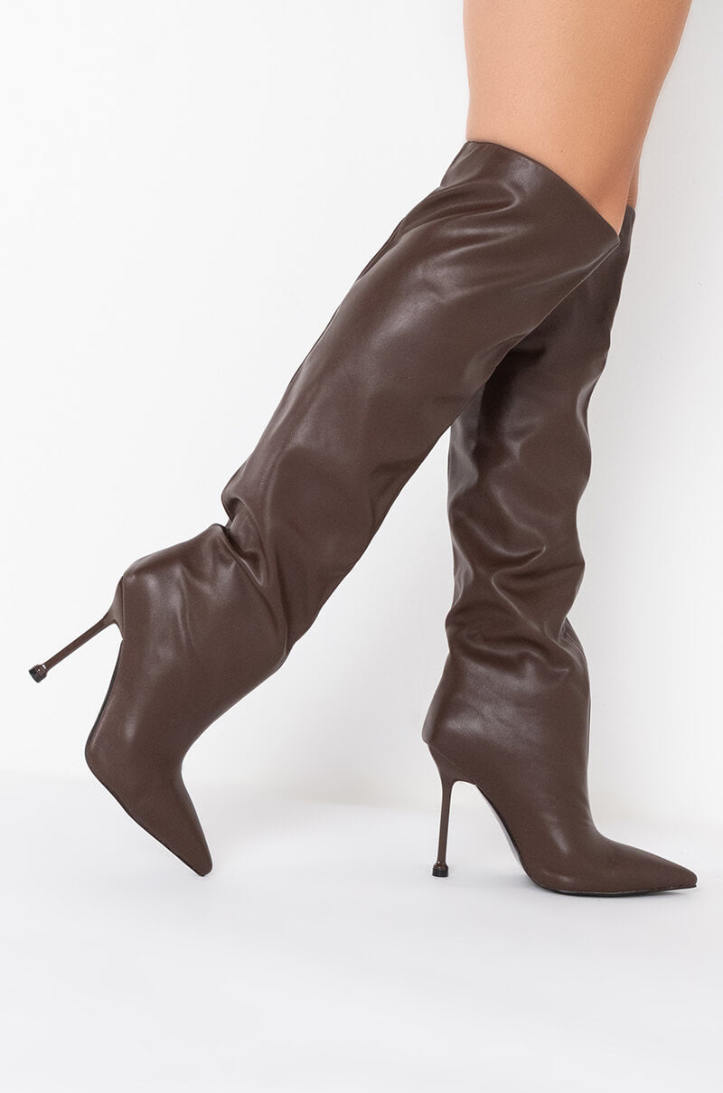 AZALEA WANG SWEET DREAMS STILETTO BOOT IN BROWN