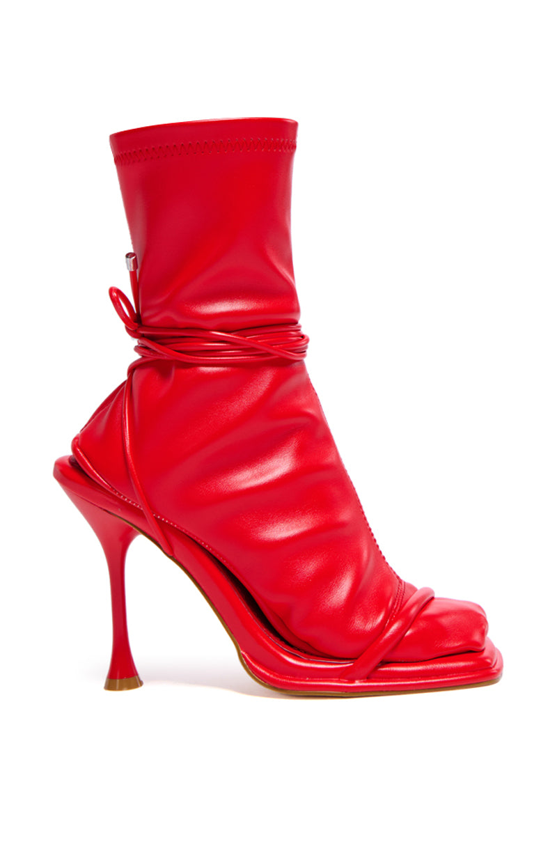 AZALEA WANG KOHINOOR RED FUTURISTIC SANDAL BOOTIE