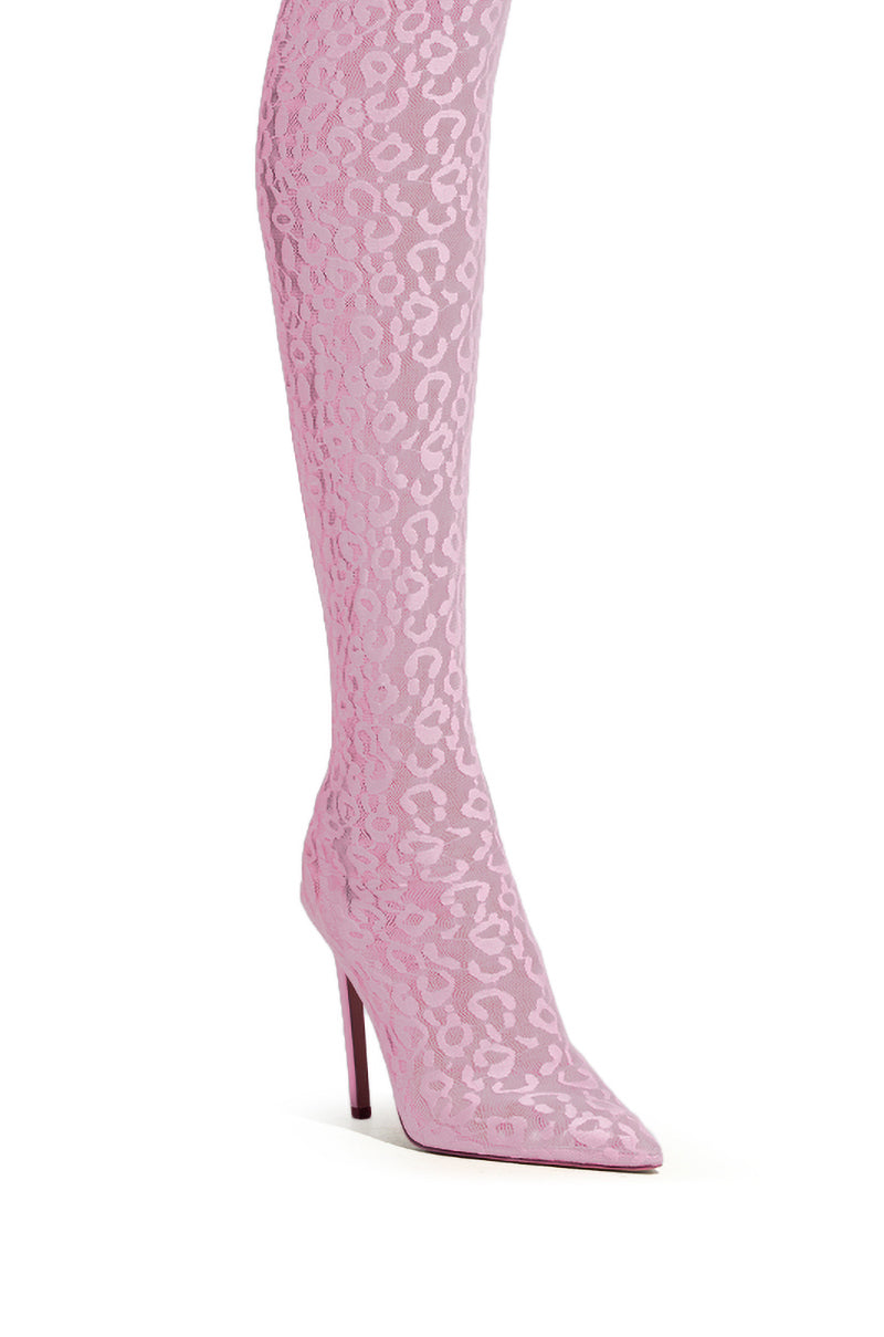 AZALEA WANG FREYJA OVER THE KNEE LACE BOOT IN PINK