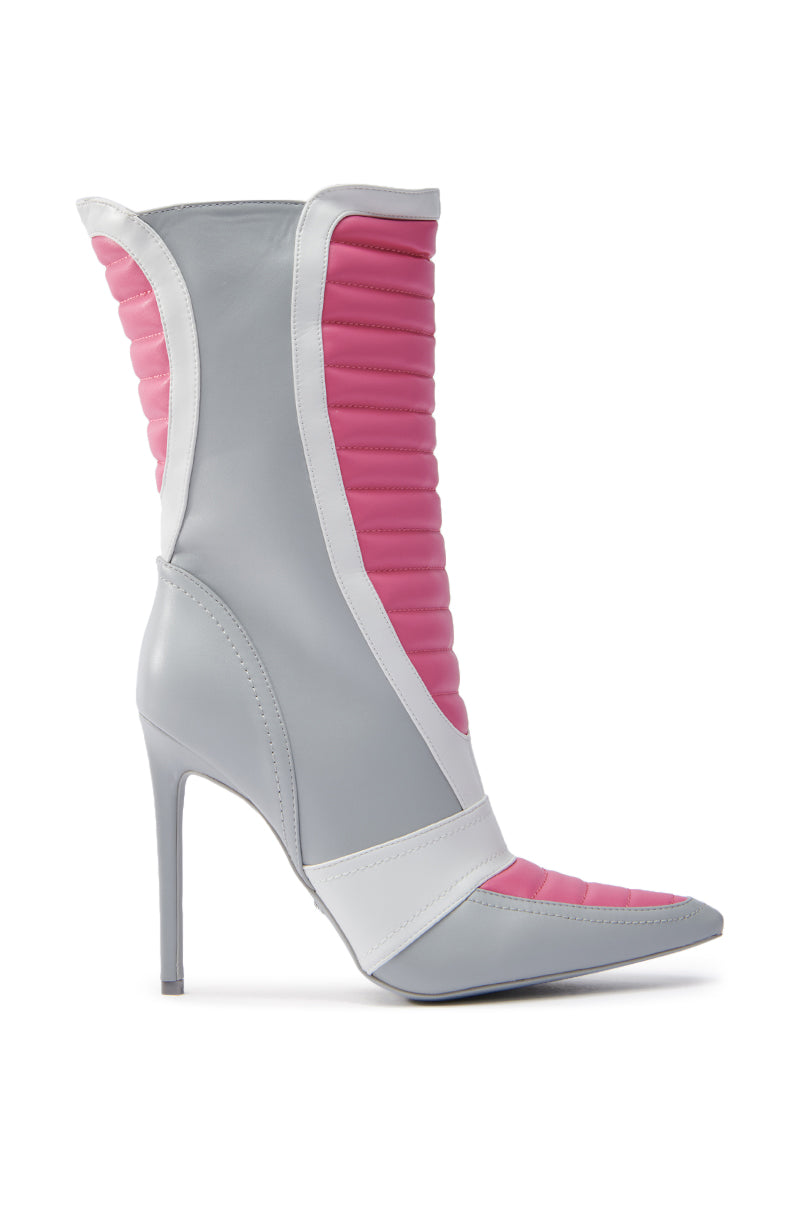 AZALEA WANG LORDEANA PINK SPORTY COCKTAIL BOOTIE