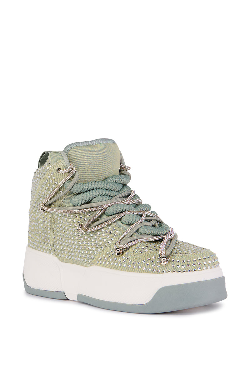 AZALEA WANG BRAVONDO SAGE EMBELLISHED HIGH TOP SNEAKER