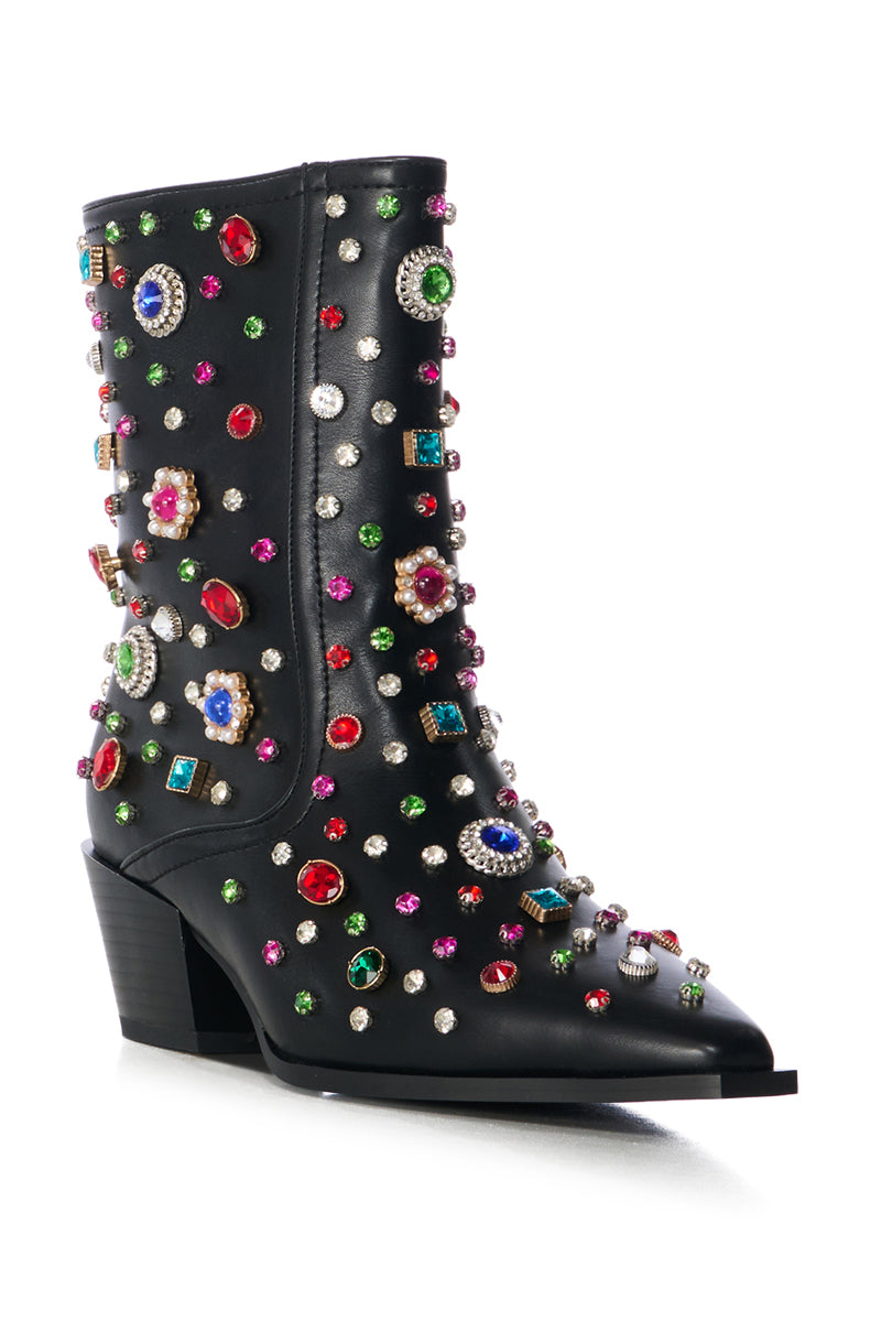 AZALEA WANG SPRINKLES EMBELLISHED BOOTIE IN BLACK