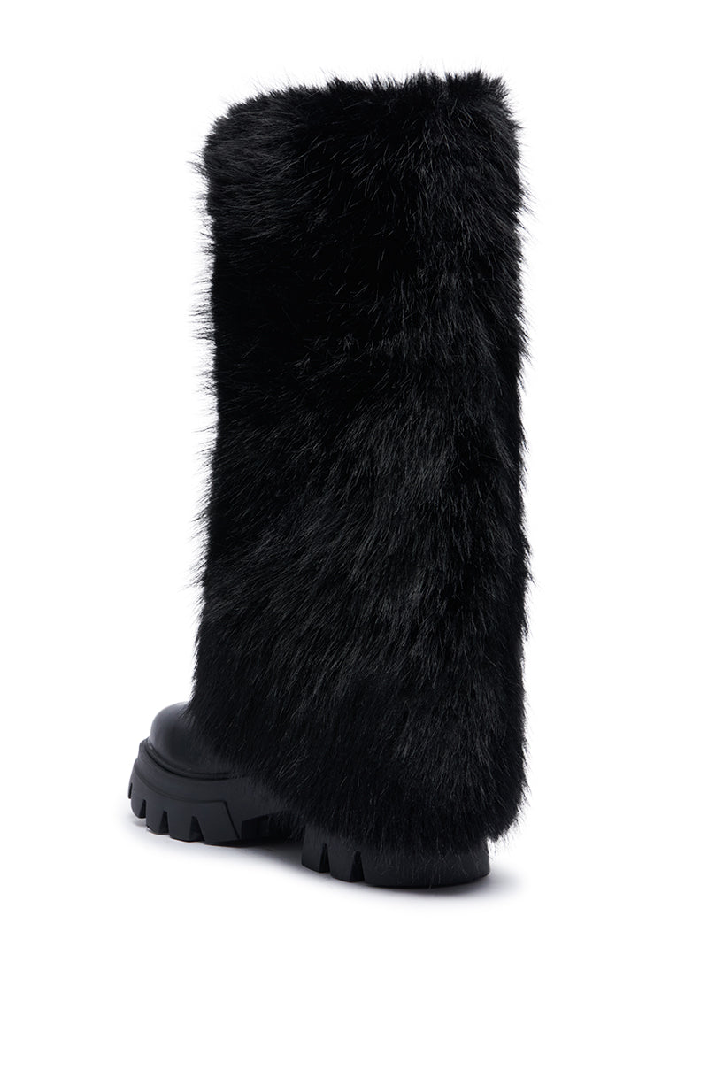 AZALEA WANG AHSOKA BLACK FUR FLATFORM BOOT