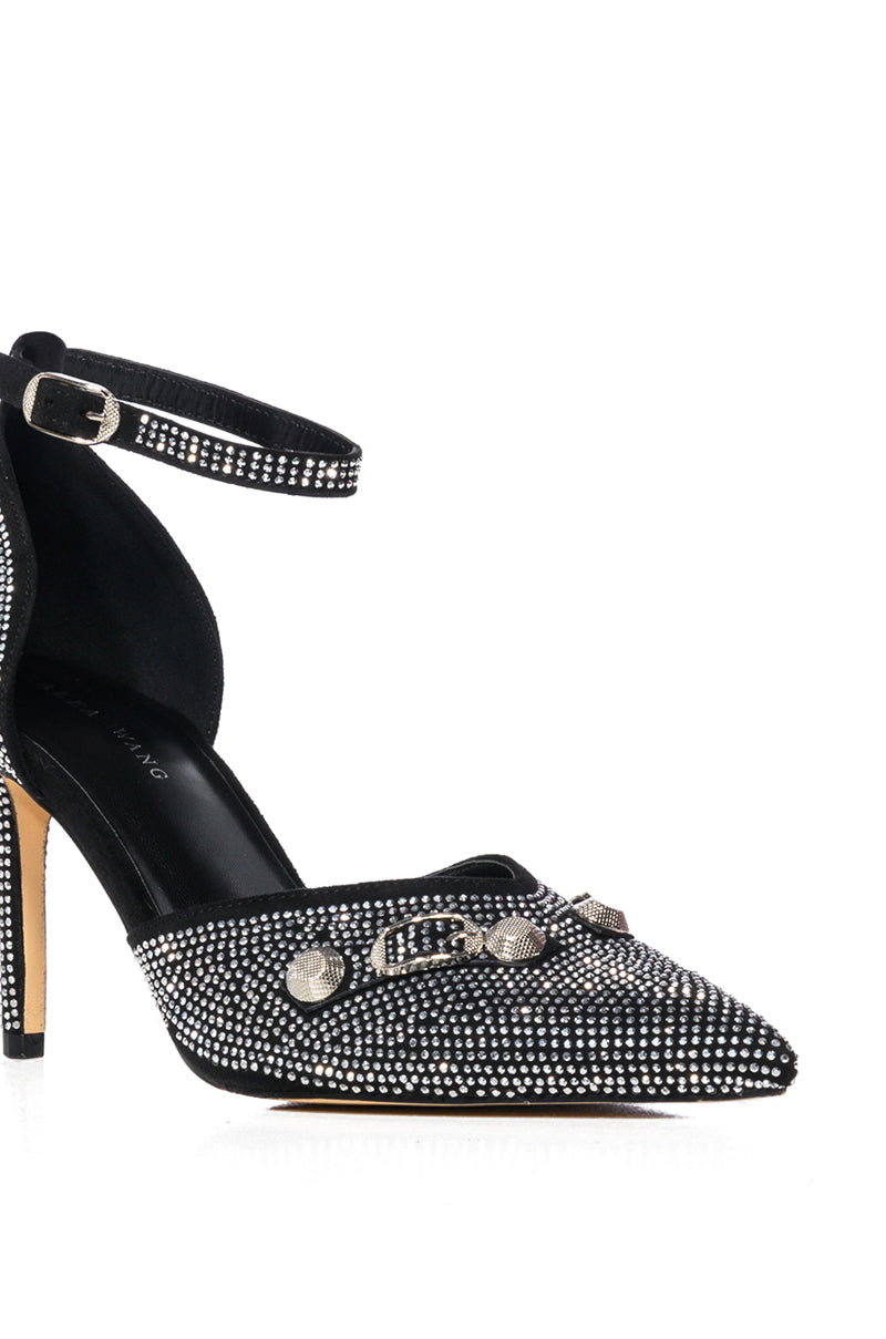 AZALEA WANG TICKLES EMBELLISHED PUMP IN BLACK