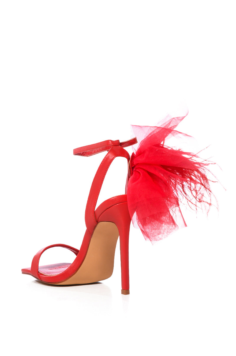 AZALEA WANG THORA RED TULLE ANKLE DETAIL SANDAL