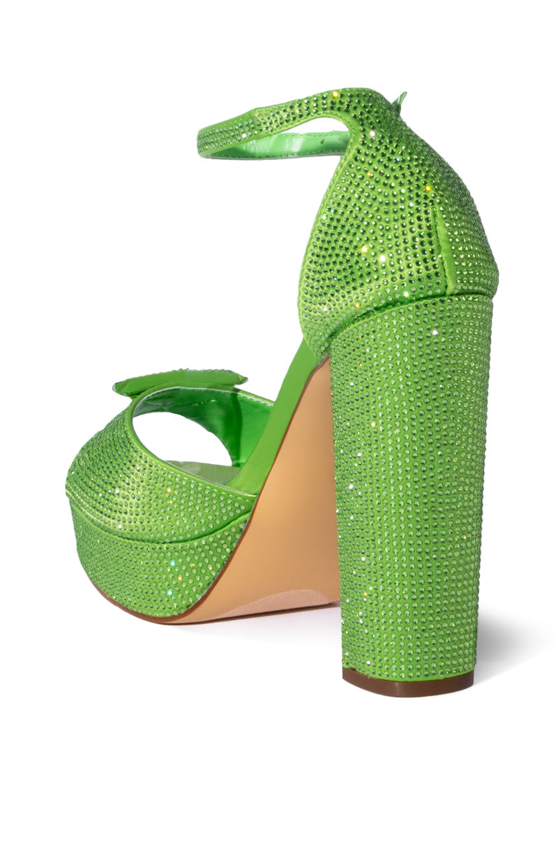 YUKO EMBELLISHED CHUNKY SANDAL IN GREEN