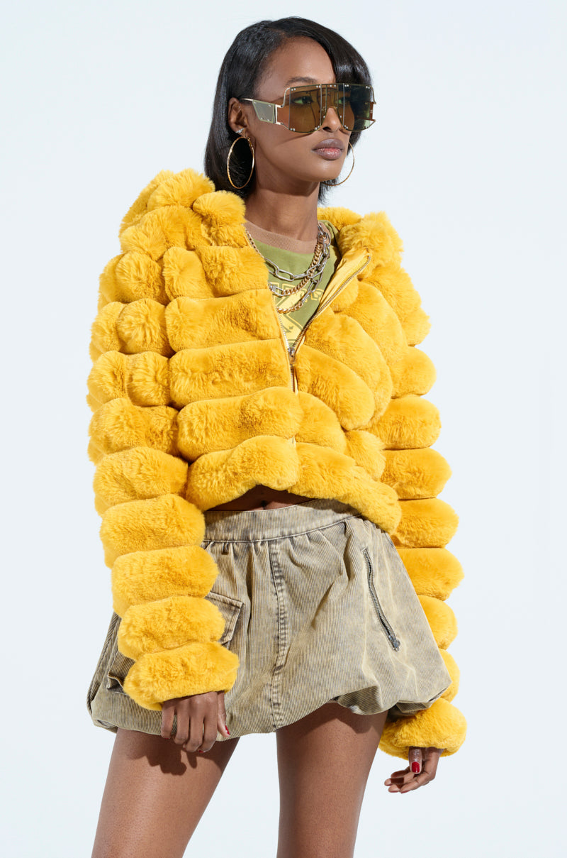 POPCORN FAUX FUR IN YELLOW