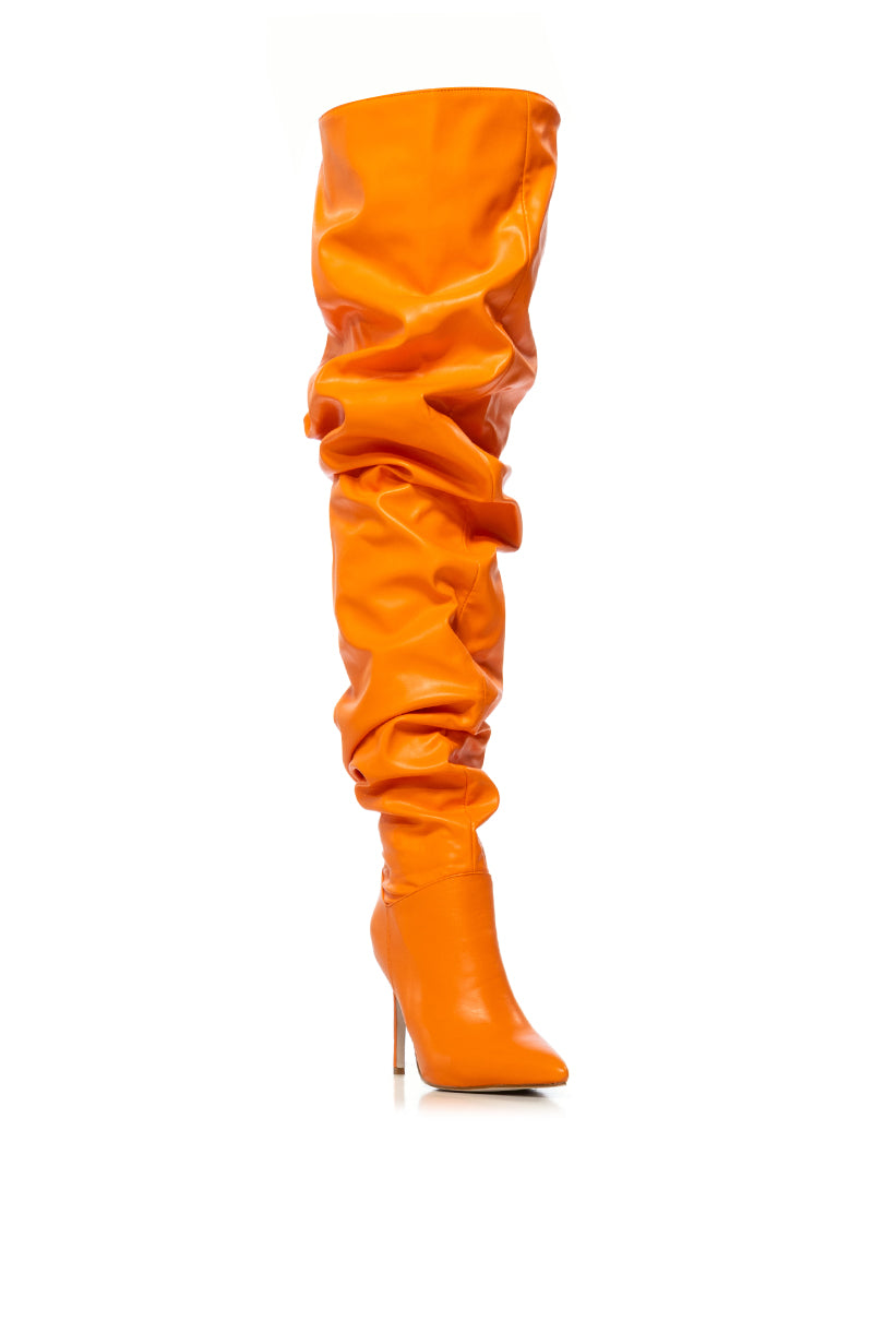 AZALEA WANG TORVI ORANGE RUCHED BOOT