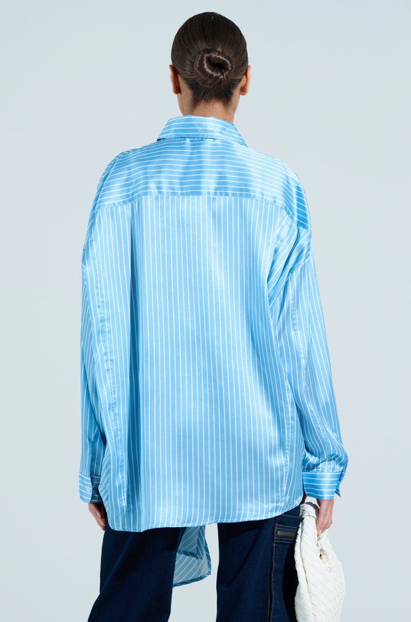 CLAIRE BIG BOW STRIPED BUTTON UP SHIRT