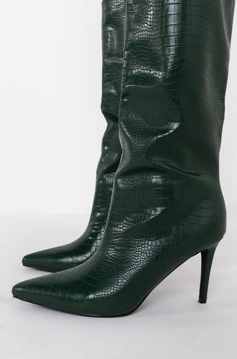 AZALEA WANG FALL FOR YOU STILETTO BOOT IN GREEN