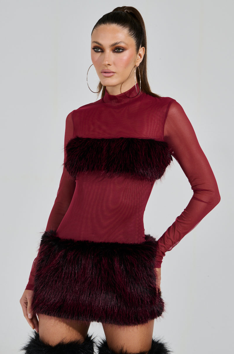 ZOEY MESH FUR MINI DRESS