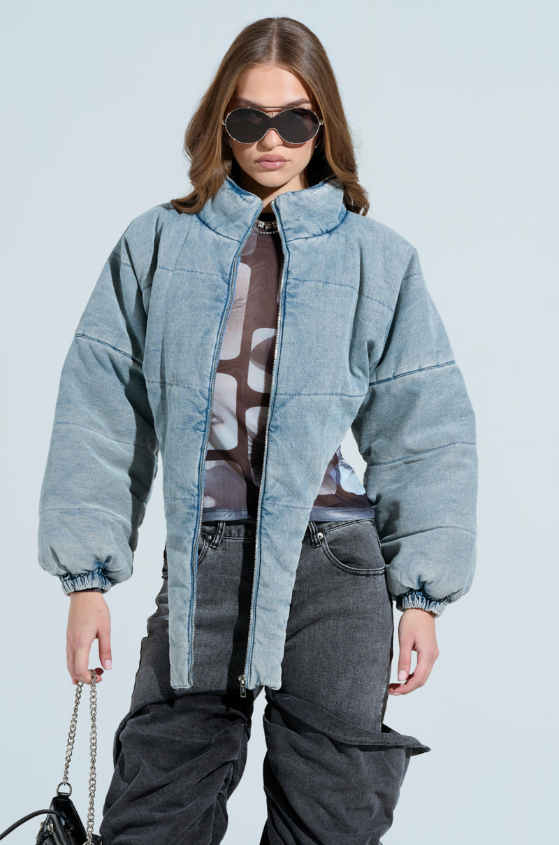 CHARLI CROPPED DENIM PUFFER