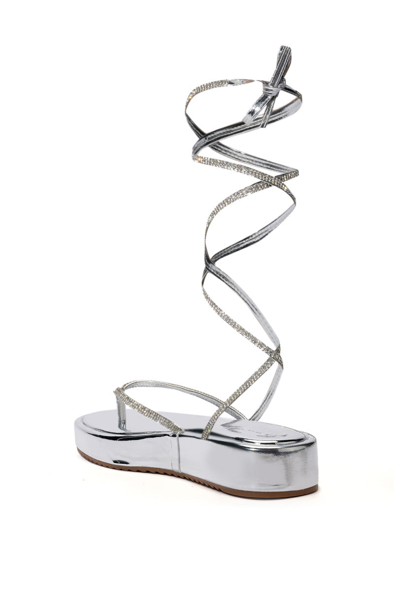 AZALEA WANG FLATFORM SANDAL IN METALLIC SILVER