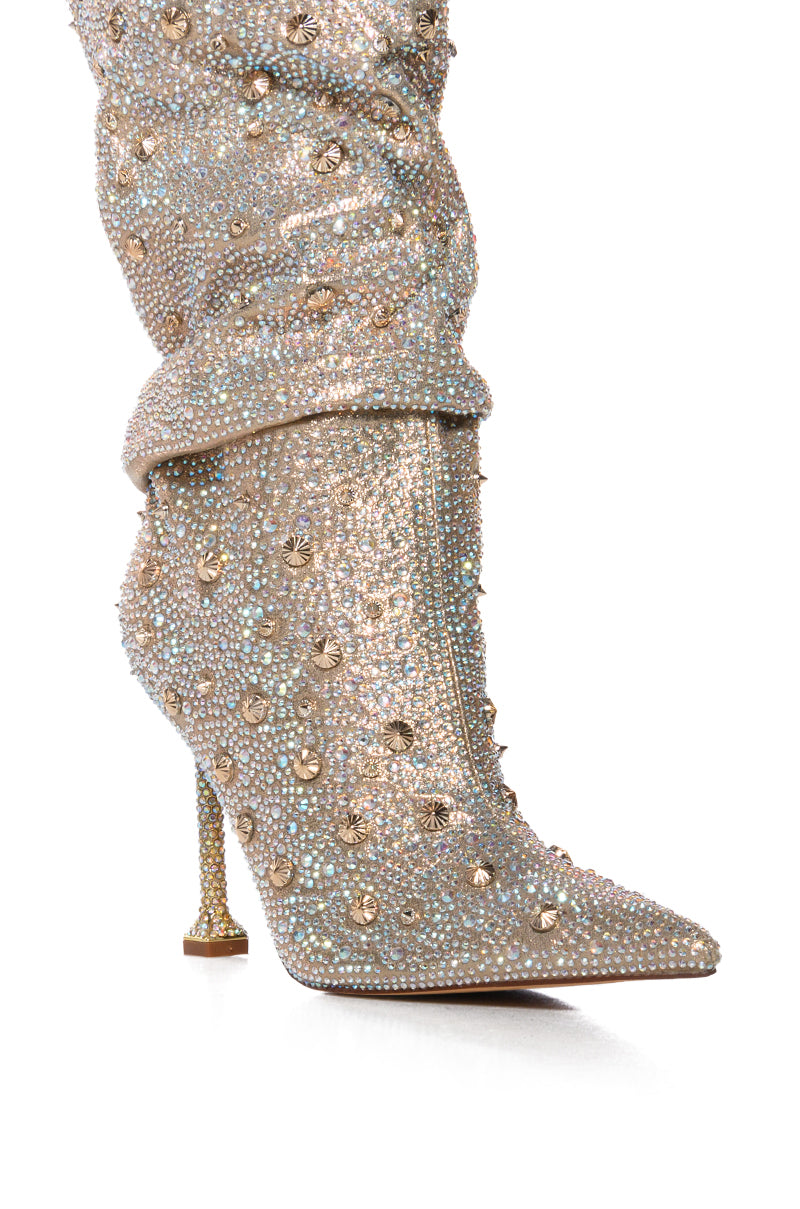 AZALEA WANG BEVERLY HILLS GOLD EMBELLISHED BOOT