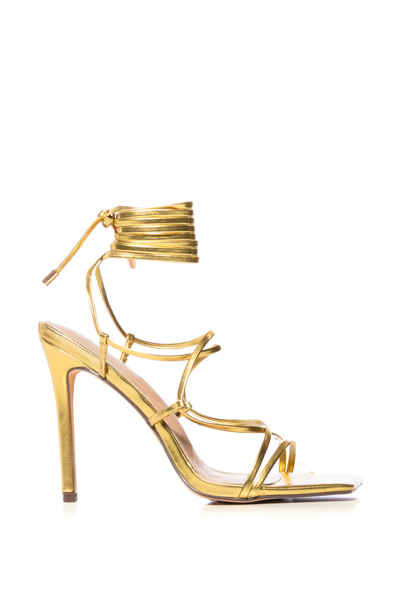 AZALEA WANG LAURA GOLD STRAPPY HEEL SANDAL