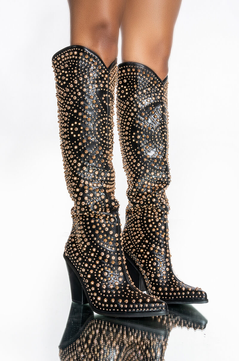 AZALEA WANG WAY OUT WEST CHUNKY BOOT IN BLACK