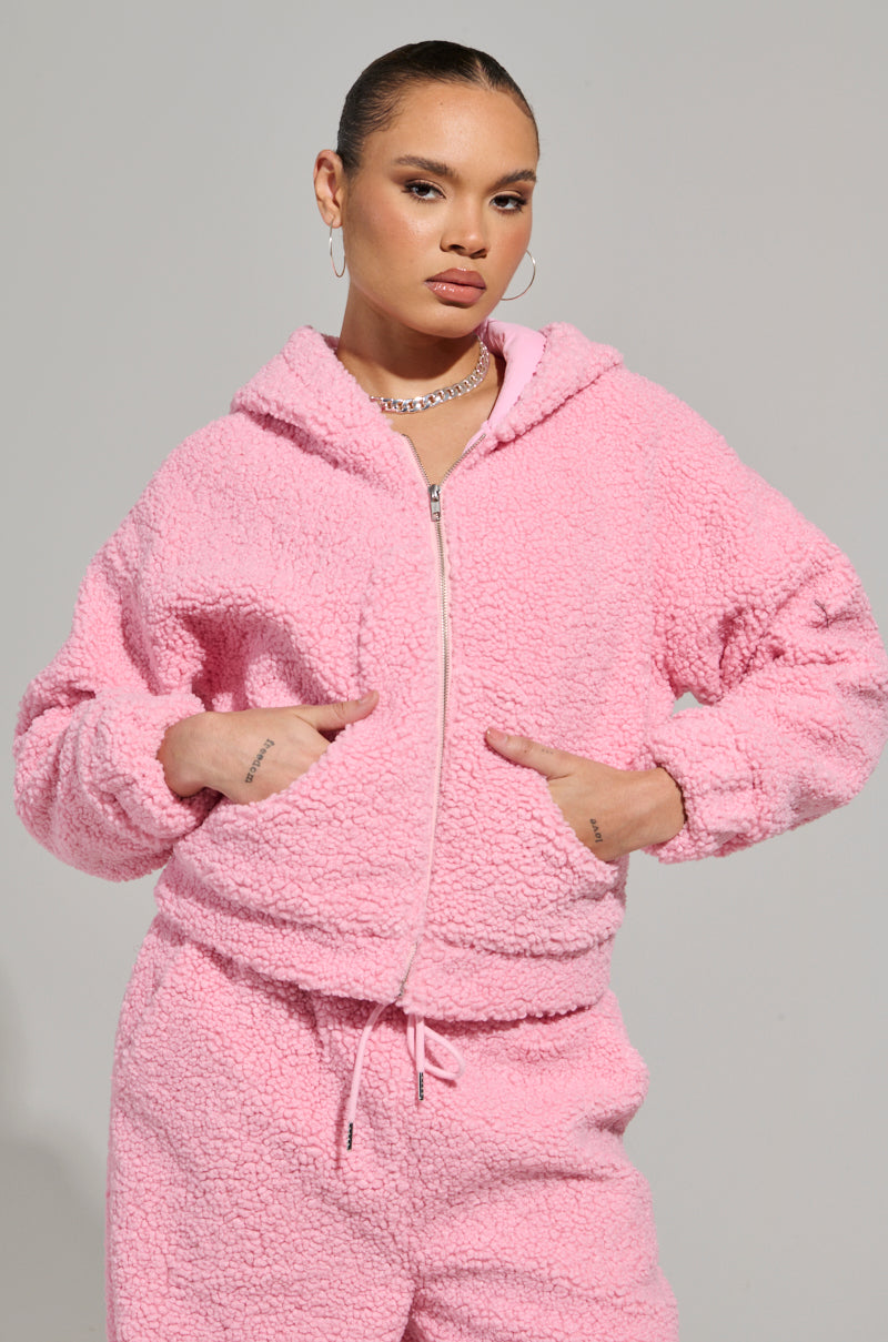 SOUR CANDY SHERPA ZIP UP HOODIE