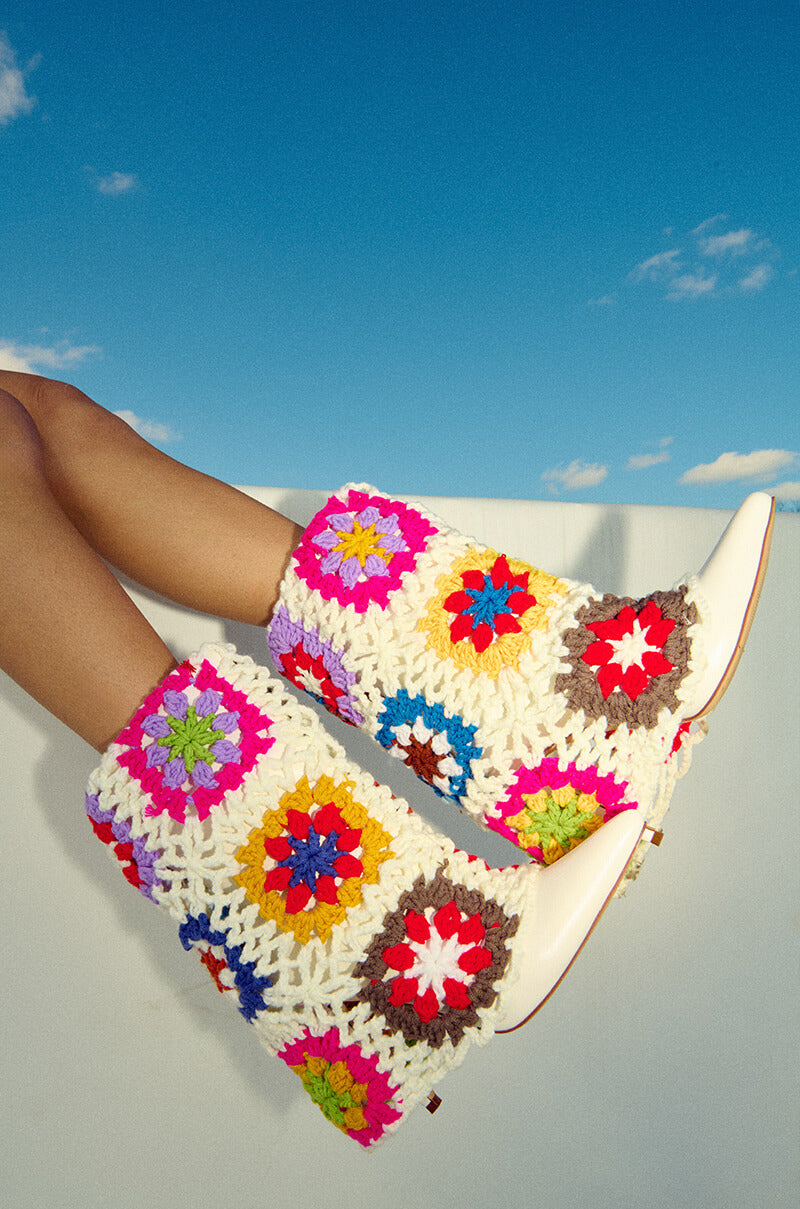 AZALEA WANG DELWYN CROCHET BOOTIE IN MULTI