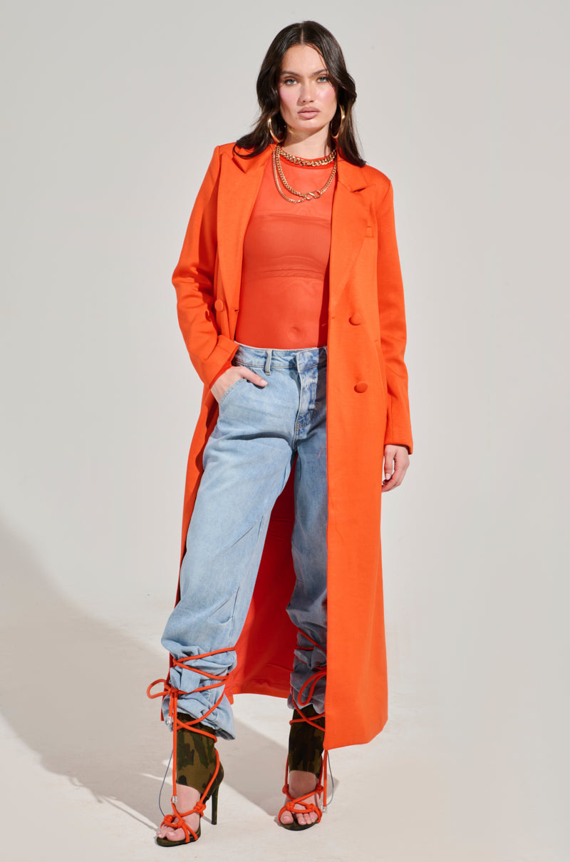 COCOA BUTTER SCUBA TRENCH IN ORANGE