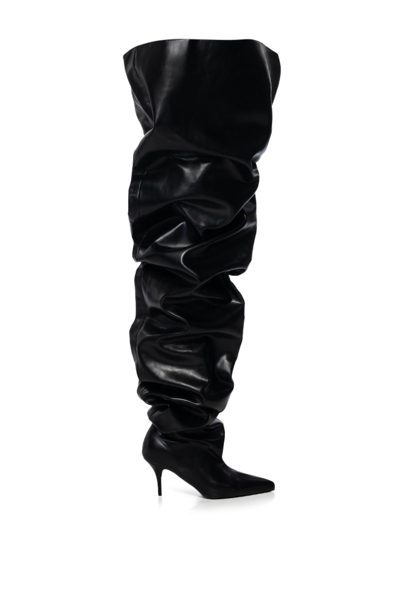 AZALEA WANG NEMY BLACK PU STILETTO BOOT