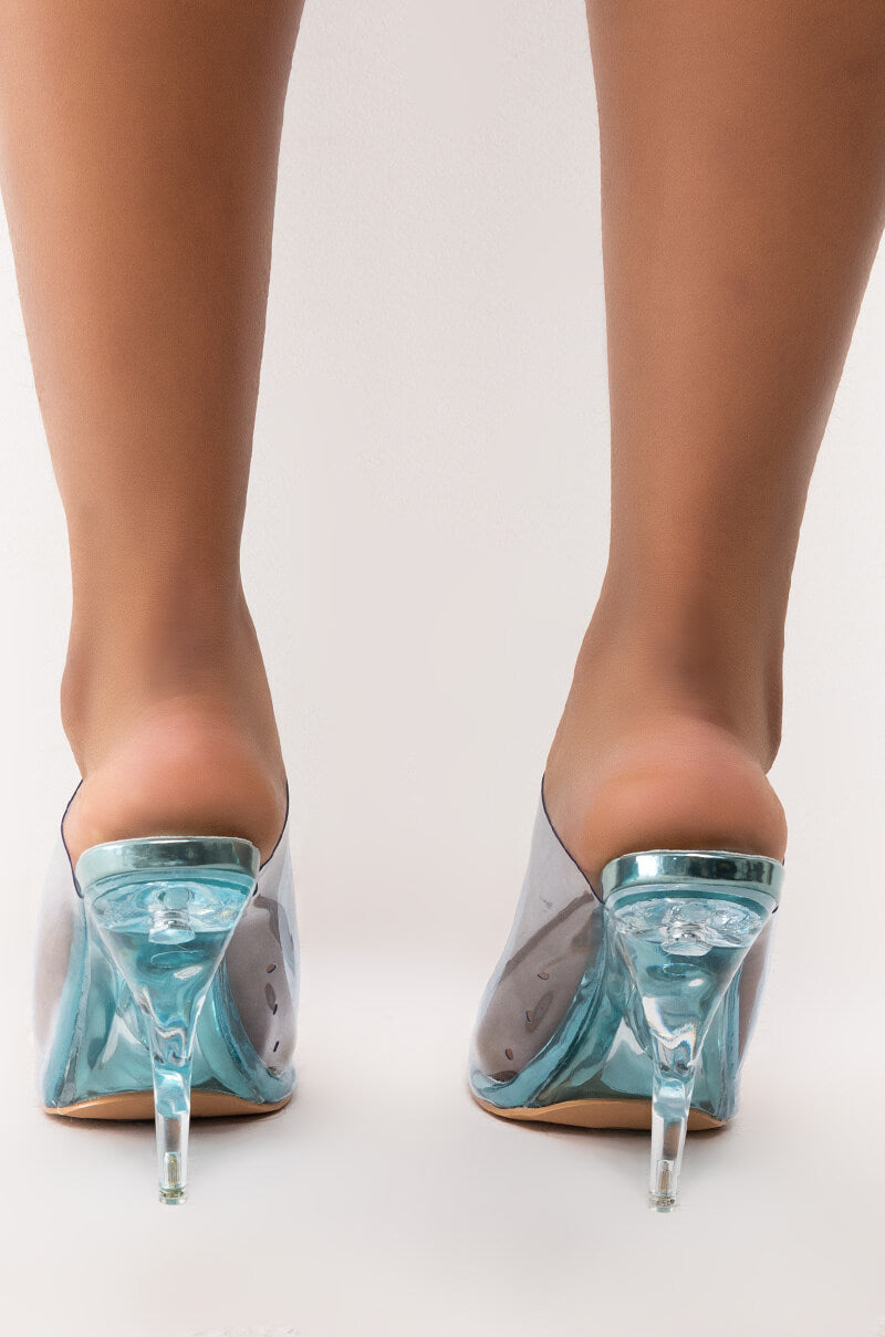 AZALEA WANG CROSS MY HEART STILETTO SANDAL IN BLUE