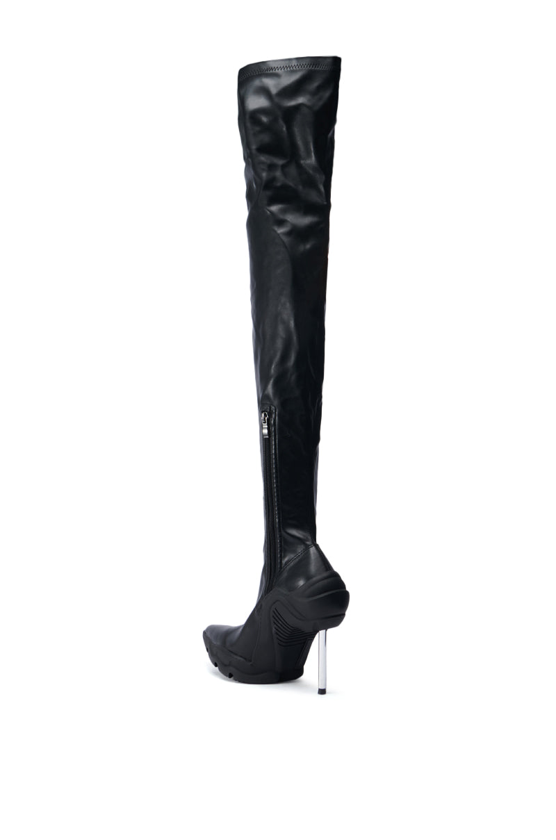 AZALEA WANG MCARTNEY STRETCH BLACK STILETTO BOOT