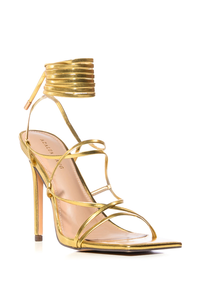 AZALEA WANG LAURA GOLD STRAPPY HEEL SANDAL