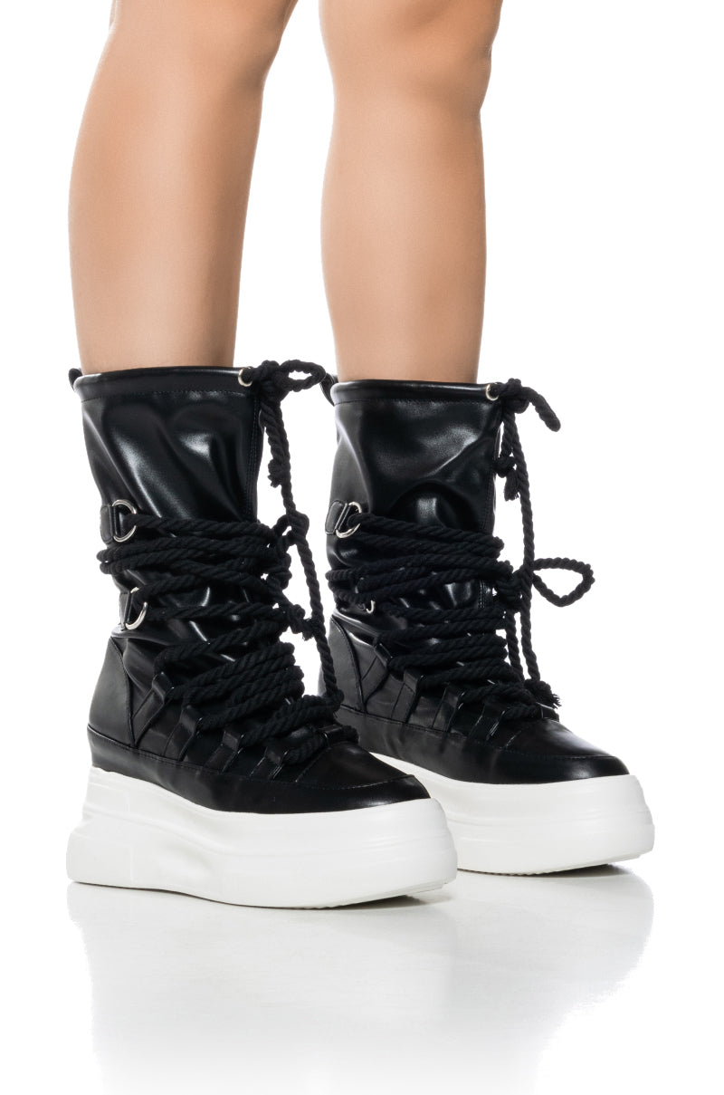 AZALEA WANG RANDOLPH LACE UP HIGH TOP SNEAKER IN BLACK