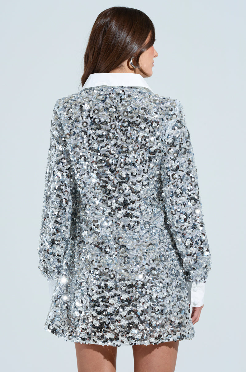 SO POSH BEADED SEQUIN SHIRT DRESS