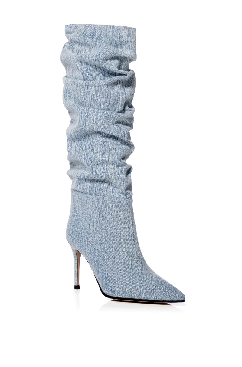 AZALEA WANG PENTAGON SLOUCH BOOT IN DENIM