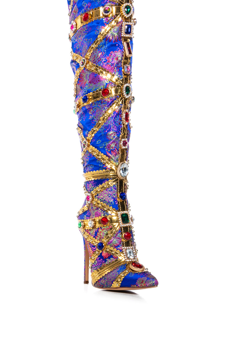 AZALEA WANG BERKLEY BLUE BROCASE STILETTO BOOT