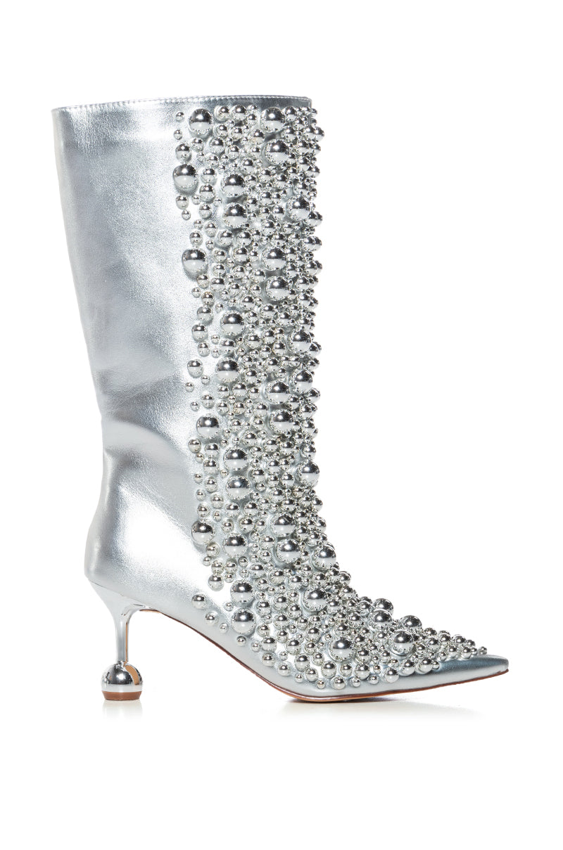 AZALEA WANG SELKIE SILVER BALL DETAIL BOOTIE