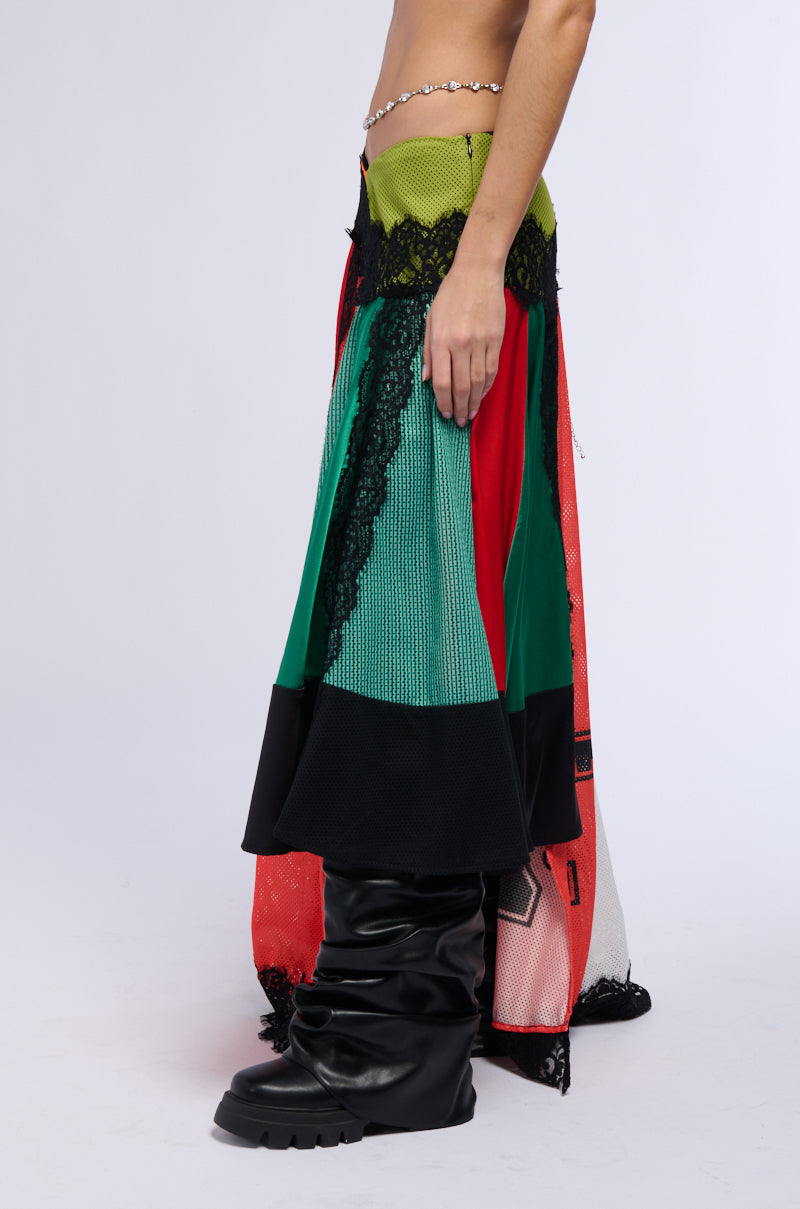 ALL OVER THE PLACE COLOR BLOCK MAXI SKIRT