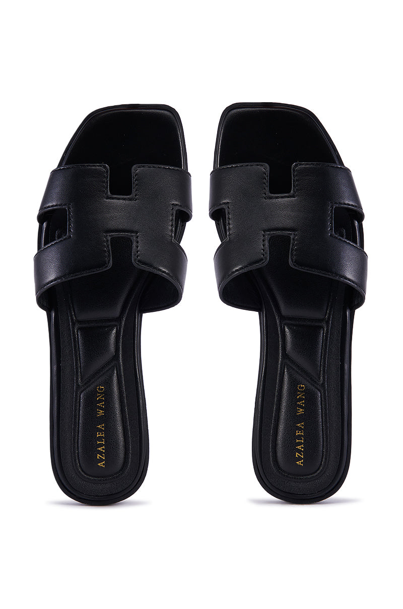 AZALEA WANG HOWDY BLACK FLAT SANDAL