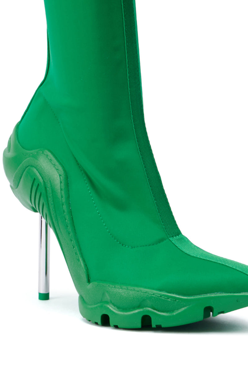 AZALEA WANG WILBER BOOTIE WITH STRETCH NEOPRENE IN GREEN