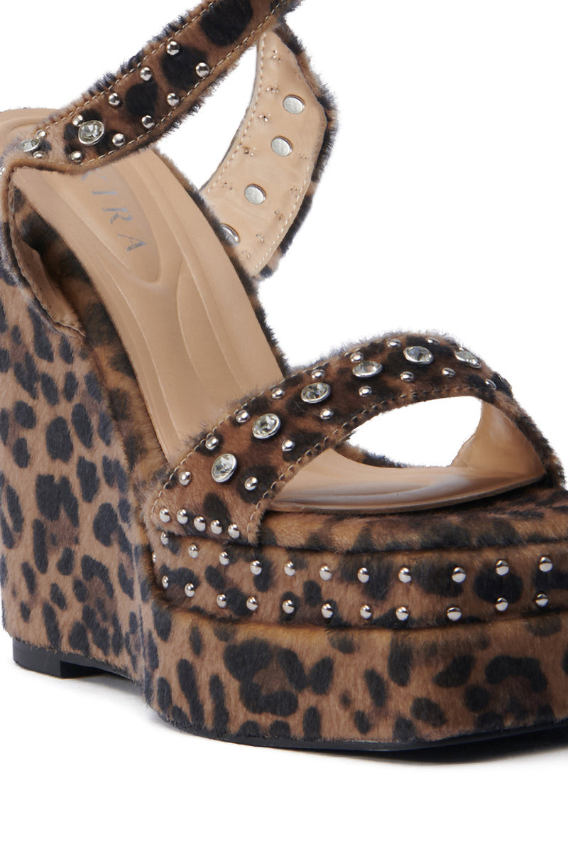 AZALEA WANG TIBIL LEOPARD WEDGE SANDAL