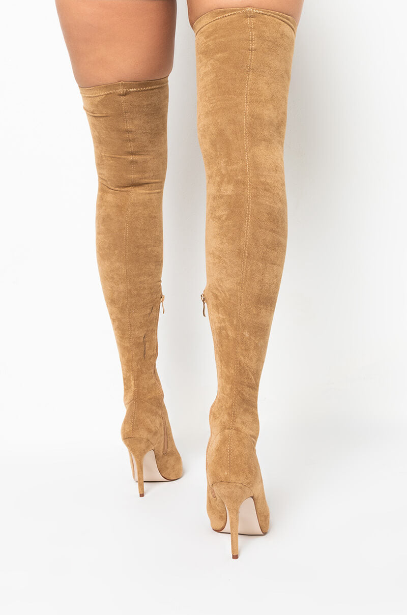 YOUR FRIENDS ARE TAKING YOU OUT THIGH HIGH SEXY HEEL SUEDE BOOT